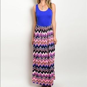 Maxi Dress Solid Zigzag combination